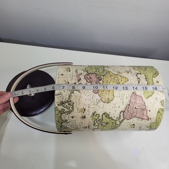 MCM World Map Ice Bucket 11" H x 8" Round Mid century Vintage Item - Picture 10 of 11